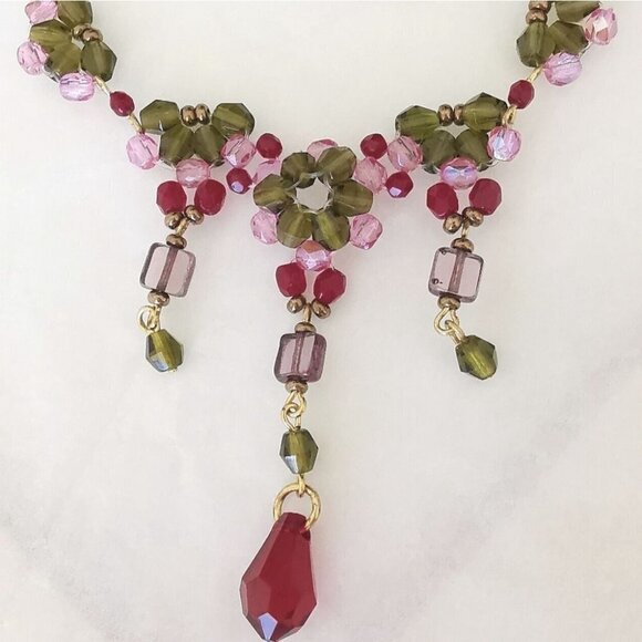 Vintage Czech crystal  beaded necklace earring set - Picture 6 of 8